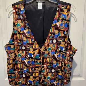 Playful bears in the library vest by 111 Main size large